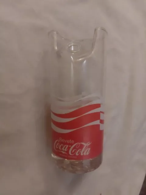 Vintage Coca-Cola, rot auf klar mehrsprachiges Trinkglas mit Strohloch