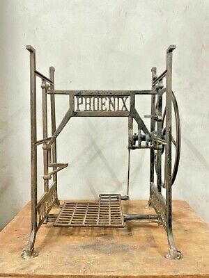 Old Vintage Rare Unique Phoenix Manual Foot Pedal Cast Iron Sewing Machine Stand