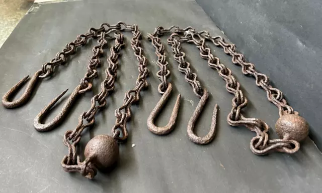 Old Vintage Hand Forged 8 Shape Rustic Iron 58'' Wall Ceiling Hanging Chain