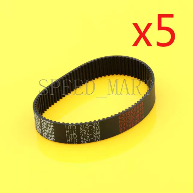5PCS 255-3M HTD 3mm Timing Belt 85 Tooth Cogged Rubber Geared 15mm Wide CNC