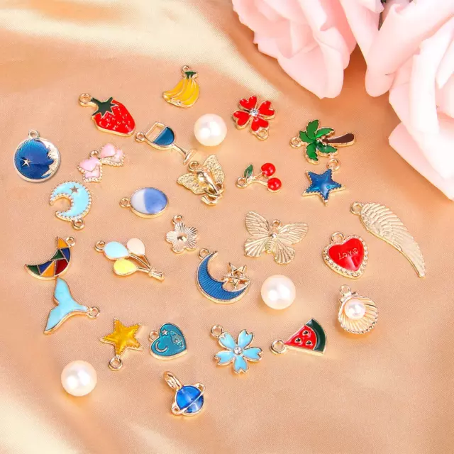 350Pcs Wholesale Bulk Lots Jewelry Making Charms Assorted Gold Plated Enamel Pen 3