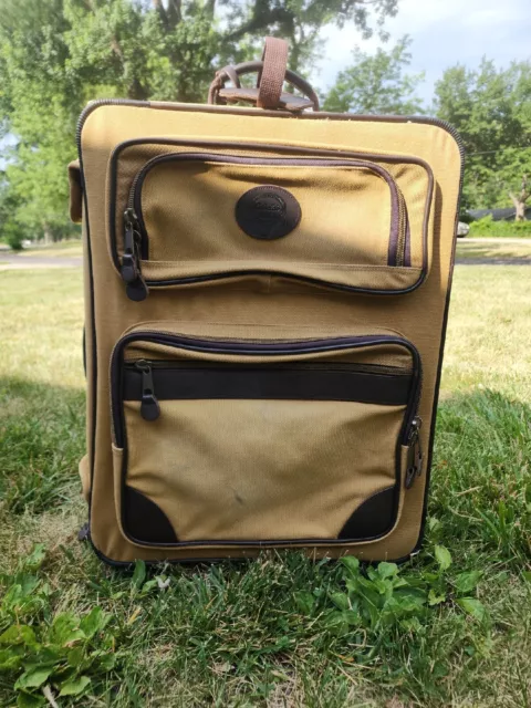 Vintage Cabelas Canvas Leather 23" Rolling Travel Garment Bag Luggage