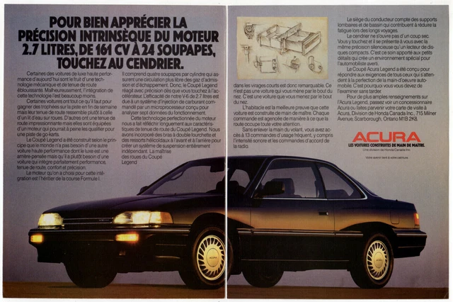 1988 ACURA Legend Coupe Vintage Original 2 pages Print AD Black car 2-door photo