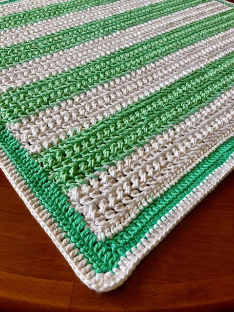 Handmade Crochet Baby Blanket Green And White Afghan Baby Shower Gift
