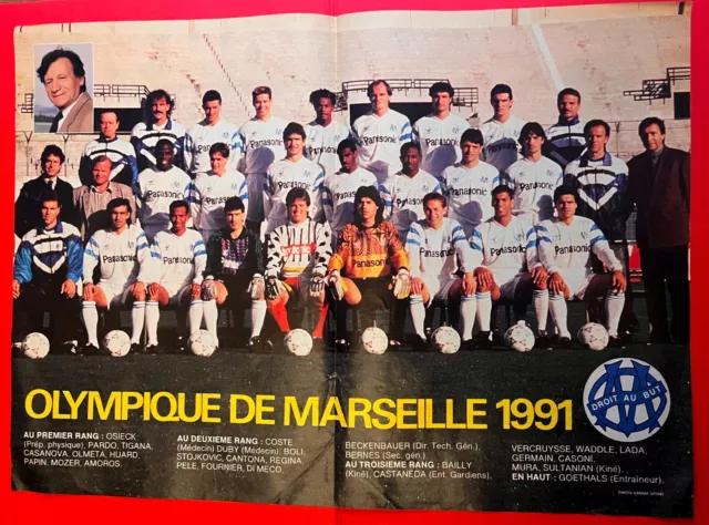 Football Olympique De Marseille Om 91 Le Super Poster Papin + Waddle Champions