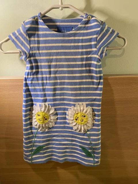 MINI BODEN Kids Girls 4 Years Old Blue Stripes Tunic Dress Daisy Summer Used