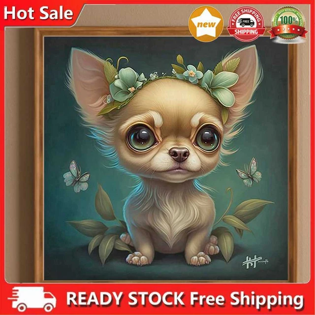 AZURAOKEY 5D Dog Diamond Painting Set Adultos Niños, Hágalo usted mismo Cross Bordado Corbata
