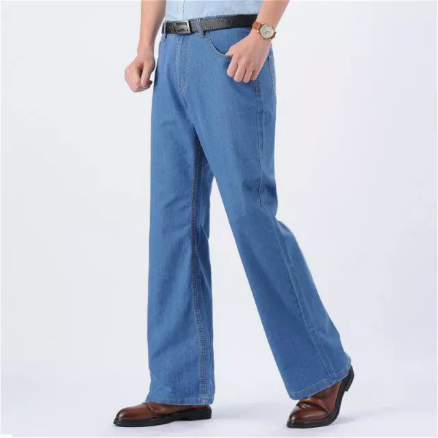 Mens-Denim Indigo-Bell-Bottoms-Flared-Jeans-60's 70's style retro vintage  new