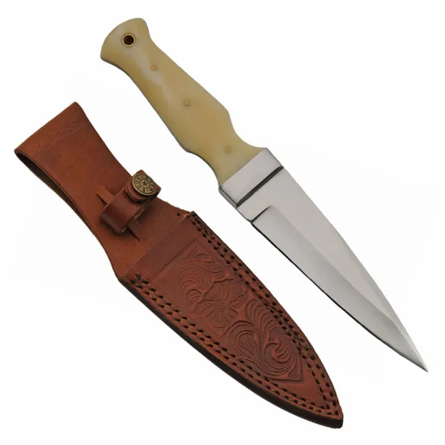 Bone Handle Sgian Dubh Boot Knife 9" NEW Stainless Steel Dagger Boline Knife