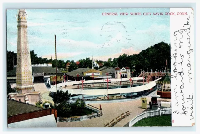 1906 View White City Savin Rock Amusement Park in West Haven CT Connecticut UDB