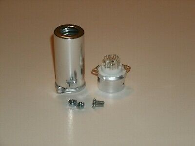 CERAMIC 9 pin tube socket with shield,  top mount, fits 3/4" HOLE, w/hardware