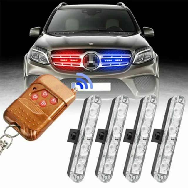 16 LED Car Red/Blue Police Strobe Flash Light Truck Dash Emergency Warning Lamps