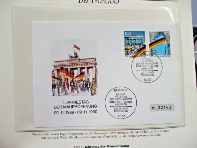 Briefmarke 1.Jahresteag der Mauereröffnung-Ersttagsbrief- 6.11.90 Erstausgabe 3