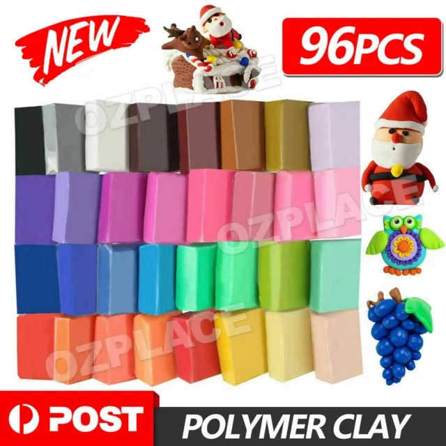 96PCS Craft Polymer Clay Modelling Moulding DIY Toy Sculpey Fimo Block Oven Bake