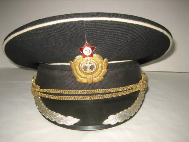 Vintage Soviet Russian Military Officers Hat Army Black Size 56