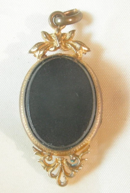 Médaillon Photo Ancien Pendentif Chardon Doré - Acier Inoxydable - Occasion Bon état