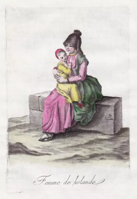 Holland Niederlande Nederland costumes Trachten Kupferstich engraving 1780