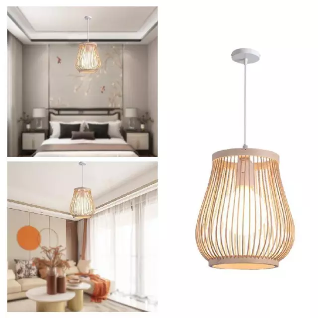 Bamboo Lamp Shade Hotel Bedroom Office Replacement Pendant Lighting Cover