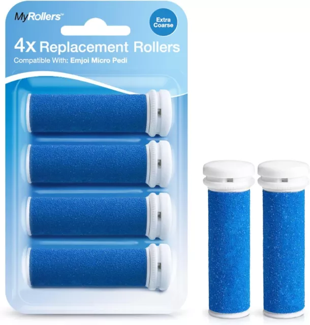 4 x Extra Coarse Blue Replacement Rollers Compatible with Emjoi Micro Pedi -...