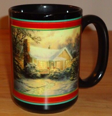 Thomas Kinkade SHARE THE LIGHT Christmas Cottage ceramic coffee MUG 4.5"H