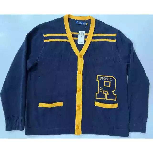 POLO RALPH LAUREN Mens Varsity Letterman Patch Cardigan Sweater Size ...