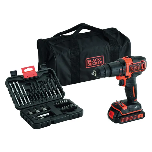 BLACK DECKER TRAPANO AVVITATORE A BATTERIA CON PERCUSSIONE BDC 18V - 1.5 ah Lit