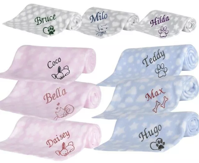 Personalised With Name Blanket Dog Puppy Pack Pet Kitten Cat Comforter Bed Gift