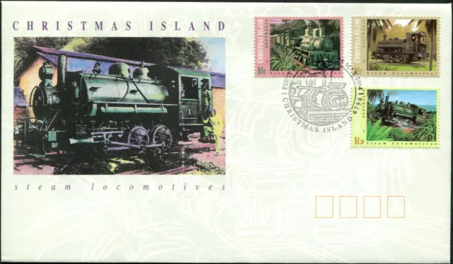 1994 Christmas Island Steam Locomotives Set Of 3 FDC, Mint Condition