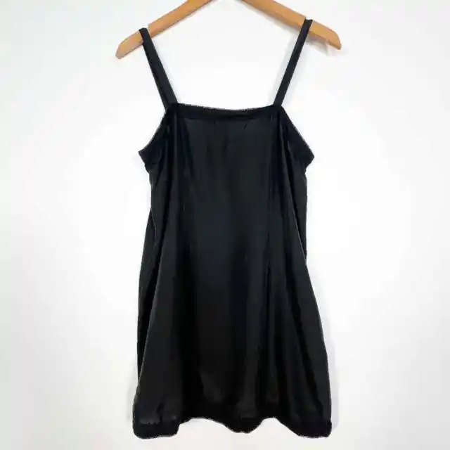 Eileen Fisher Black Silk w/ Lace Trim Babydoll Chemise Slip Dress