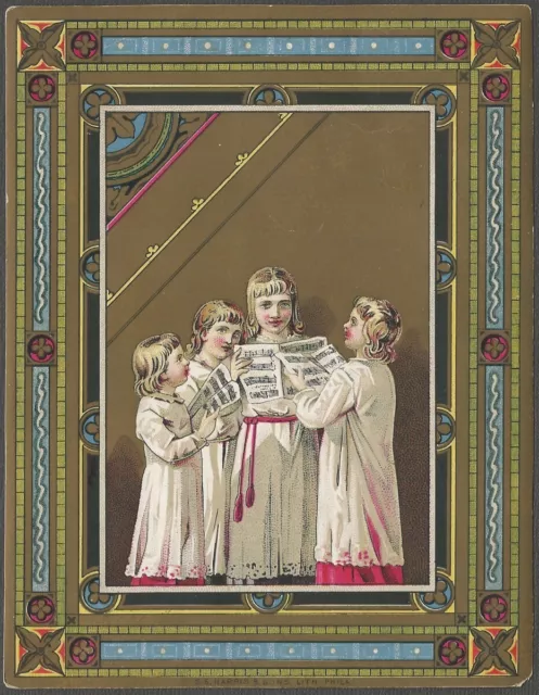 Handsome Aesthetic Movement Design Choir Victorian Chromo Singers Choral Card
