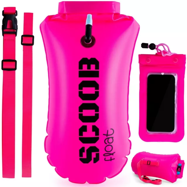 Swim Buoy Dry Bag for Open Water Swimming Triathlon Safe Training Tow Float Pink