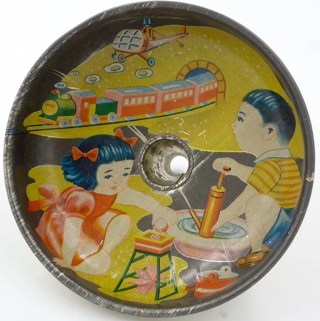 EARLY VINTAGE JAPANESE Tin Toy Funnel Children Playing, Helicopter