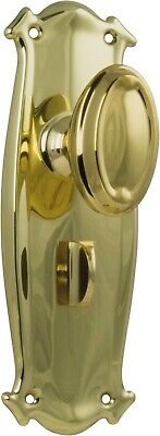 pair of polished brass bungalow door handles,oval knob with backplate 197 x 68mm 3