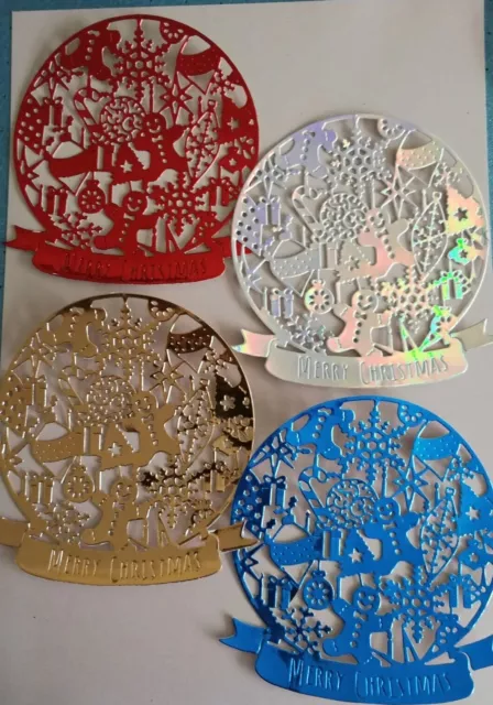 4 Merry Christmas Large Snow Globe Die Cuts/Card Toppers (Set 1)