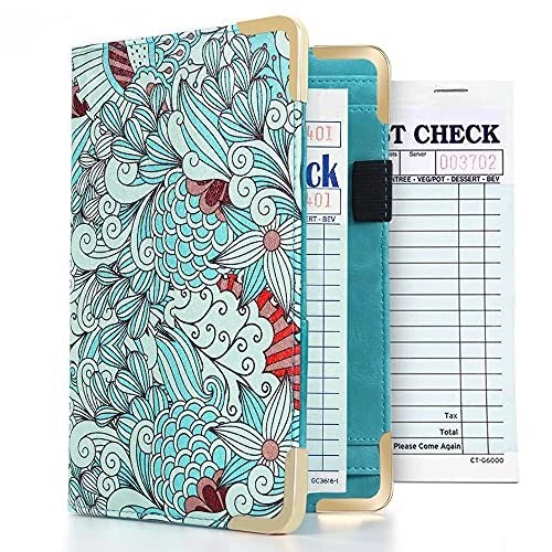 Server Book - Waitress Book Organizer with Zipper Pouch for Restaurant Waitst...