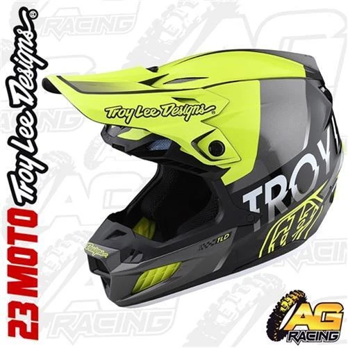 Troy Lee Designs 2023 Helm SE5 Qualifier Glo gelb schwarz Motocross Enduro MX