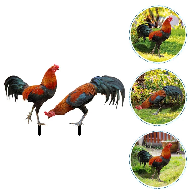 6 Pcs hen yard stakes Chicken Yard Stake Garden Rooster Animal Stake Orname 2