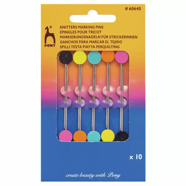 Pony Knitters Marking Pins Crafts Knitting Crochet Use 10 Coloured Pins