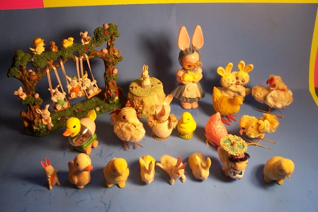 20pc.ANTIQUE C50-60's PLASTIC,CELLULOID,PLUSH CERAMIC EASTER TOYS, L23-40
