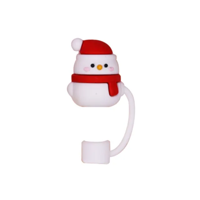 Reusable Christmas Straw Covers Cute Dust-proof Silicone Straw Plug Tips CovYB
