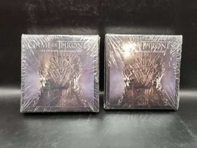 Game of Thrones 2 sets of 4 House Sigil Coasters Factory Sealed