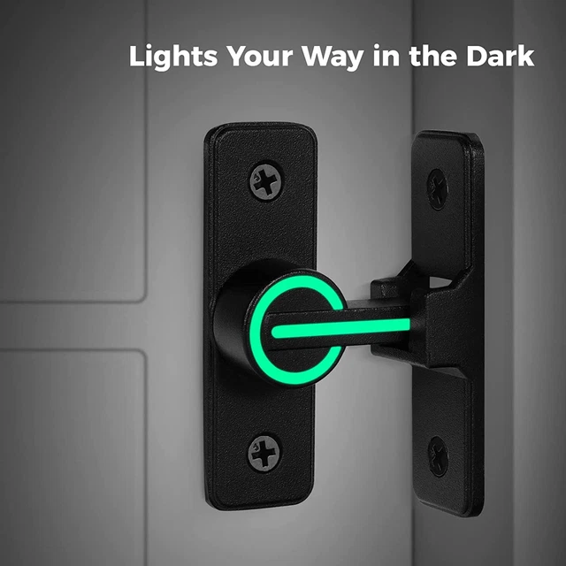 90° Stainless Steel Barn Door Lock Luminous Heavy Duty Sliding Door Latch USA