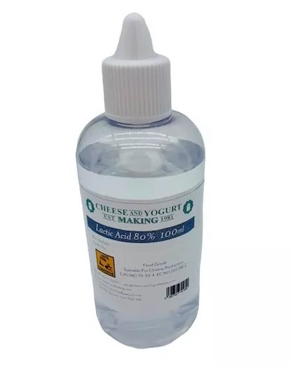 Lactic Acid (80%) Food Grade for use in cheesemaking- 100 ml dropper bottle