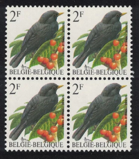 Belgium Blackbird Bird Buzin 'Merle Noir' 2f Block of 4 1992 MNH SG#3075