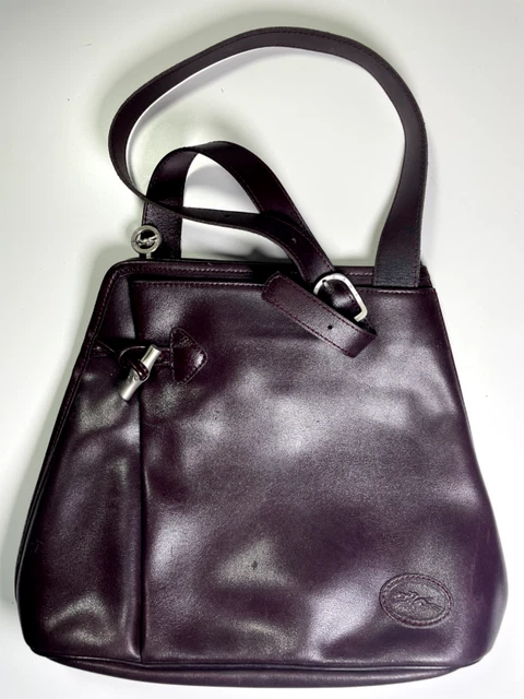 Longchamp Roseau Women's Leather Shoulder Bag Bambo Toggle France Vintage