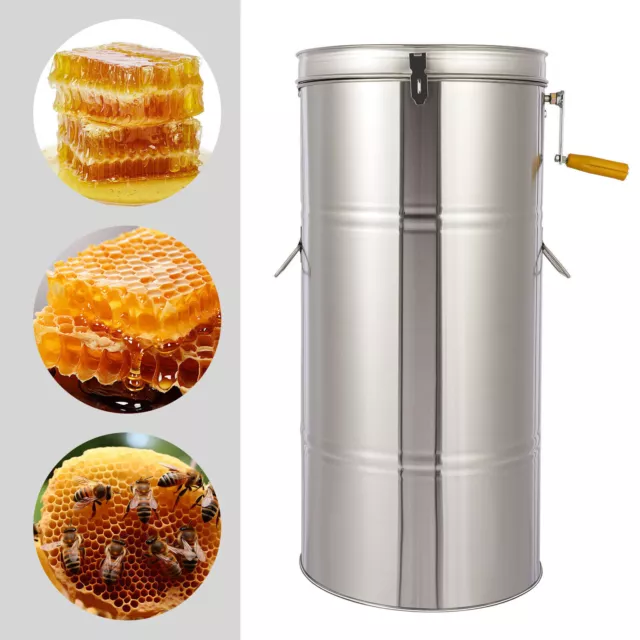 Honey Extractor 2 Frame Stainless Steel Manual Honeycomb Spinner Crank Equipment