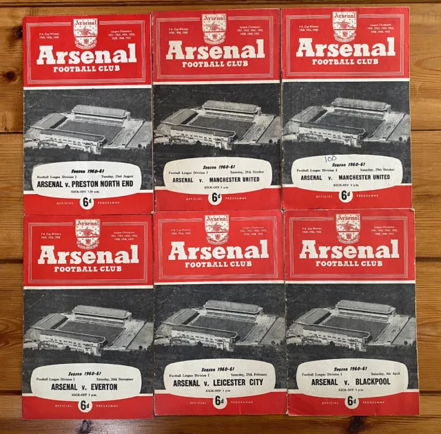 Arsenal Home Programmes 1960/61 - Choose from the dropdown list