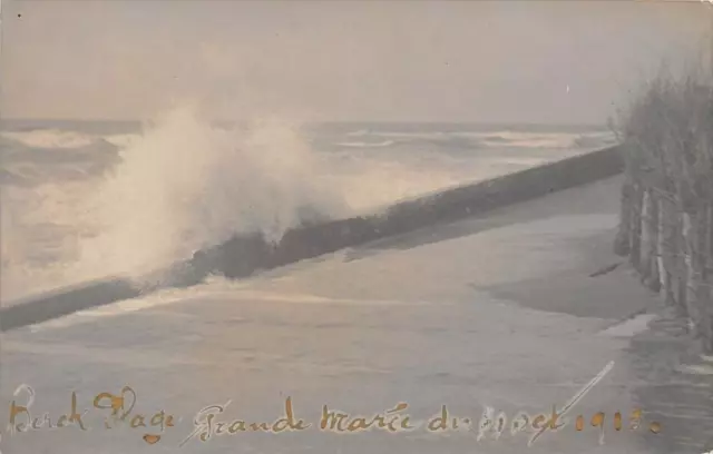 CPA 62 CARTE PHOTO BERCK PLAGE GRANDE MAREE DU 31 SEPTEMBRE 1913 (cliché unique