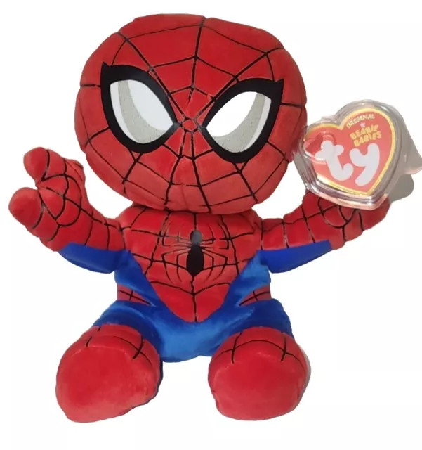 TY Beanie Baby SPIDER-MAN (NEW Soft Plushy Version) Marvel Stuffed Plush Toy NWT