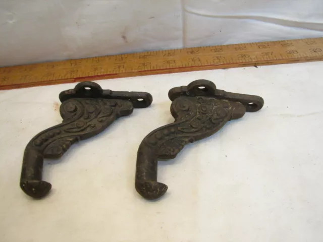 Antique Architectural Stair Hand Rail Bracket Holder Ornate Cast Iron Hardware